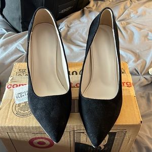 Black suede heels